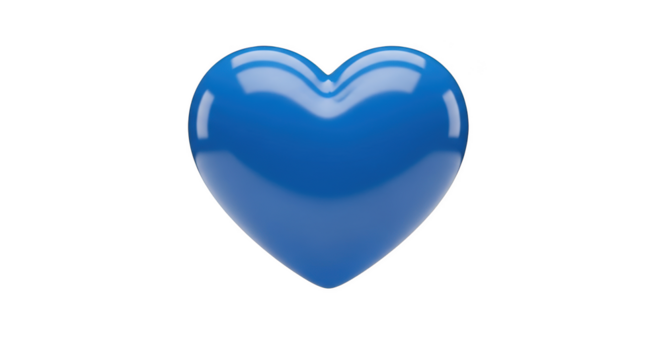 Glossy Blue Heart Shape Isolated on Black Background love symbol