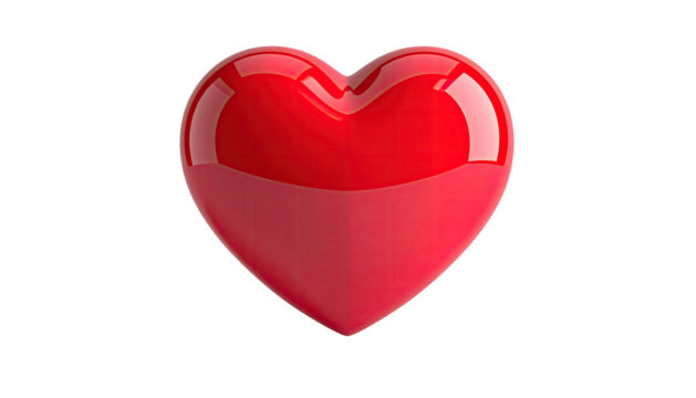 Glossy red heart on black, symbol of love and affection