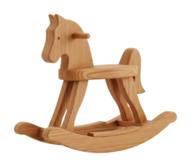 Playful wooden rocking horse for kids home toy isolated on transparent background
