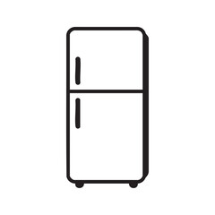 Refrigerator icon vector line art. Simple fridge and freezer outline symbol for kitchen appliance and food storage. Isolated on white background.