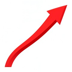 A bold red arrow curves upward, symbolizing growth, progress, and achievement with a dynamic upward trajectory