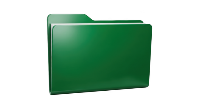 Green 3D Rendered Folder Icon with White Paper Inside on a Black Background document file