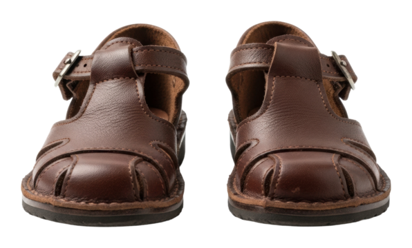 Summer sandals for kids lifestyle stylish brown footwear isolated on transparent background