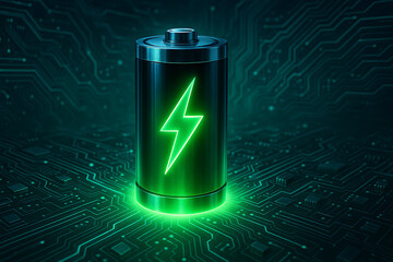 Batterie et symbole éclair vert