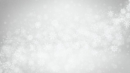 Winter background year end sale design displays snowflakes on a bright gray abstract illustration, creating a festive seasonal look Winter year end sale background with blank space.