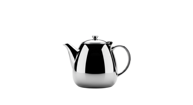 Metallic Teapot Reflecting Ambient Light on Gradient Gray Background