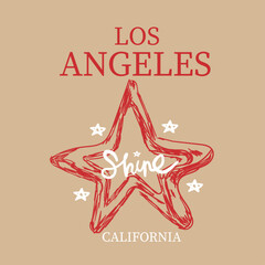 State champions league slogan print, united states of america los angeles california. Retro star typography.