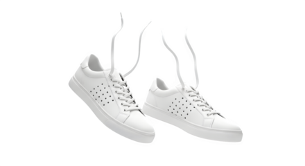 Pair of white sneakers isolated on transparent background