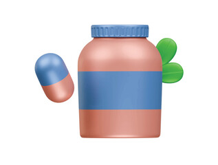 herbal pills icon 3d illustration render