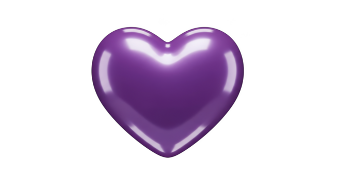 Vibrant Purple Glossy Heart Shape Floating on Black Background love shiny - Powered by Adobe