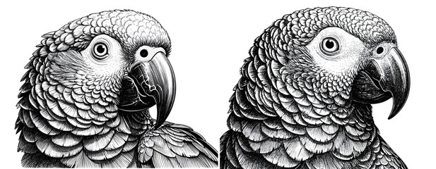  Detailed Black and White Parrot Drawing for Elegant Design Concepts