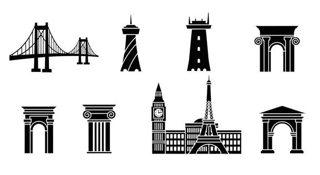 Iconic global landmarks and architectural wonders collection for travel, history, and design projects