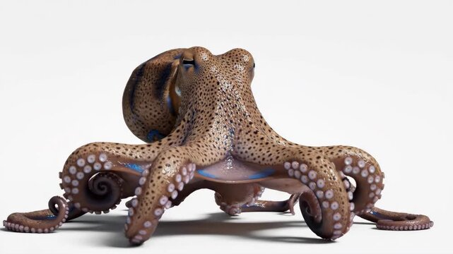 BlueRinged Octopus Deadly Beauty on White Mesmerizing marine life.