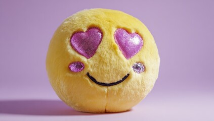 Plush emoji face with hearts in eyes
