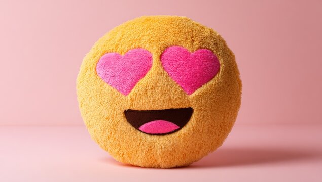 Fluffy emoji face, hearts for eyes - Powered by Adobe