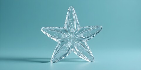 Elegant glass starfish on a serene blue background evokes coastal tranquility and seaside serenity