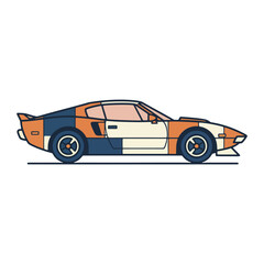 Colorful Retro Sports Car Illustration with Geometric Design.