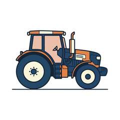 Detailed illustration of a modern agricultural tractor with orange and blue accents.