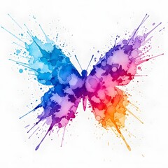 Colorful butterfly ink splash background with vivid watercolor style and creative artistic design. Ideal for fashion, prints, and abstract artwork.