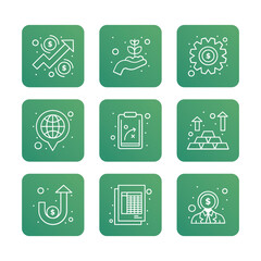 Economy and business vector icon set collection. Vector icon illustration