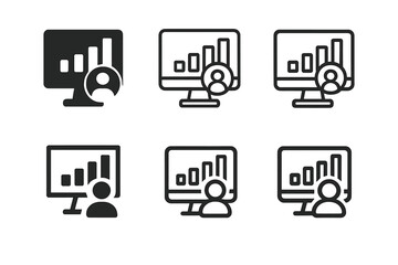Mass Communication Icon Set. Mass communication trends. Icon set. Set Logo of mass communication trends: audience analytics dashboard. harmonious