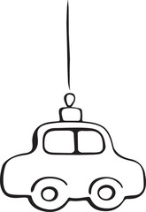 Simple Outline Christmas Car Ornament Vector