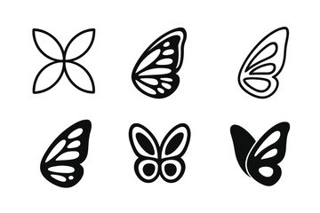 Butterfly Logo Variations. Graphic design trends nature inspired design example. Icon set. Set Logo of Graphic design trends nature inspired design example: