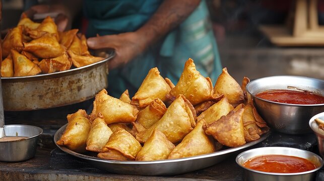 Delicious samosa street food indian cuisine snack spicy food photography and food presentation recipe ideas
