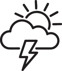 Sun and storm cloud with lightning bolt icon