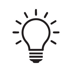 Light Bulb Line Icon Vector. Idea, Creativity, and Innovation Symbol. Simple Outline Graphic for Electricity and Energy Concepts.