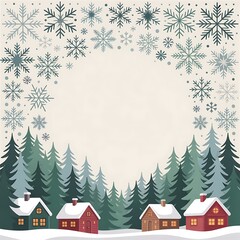 christmas background with house and tree