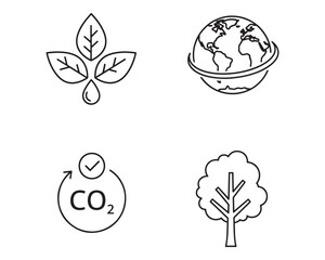 Fototapeta premium Sustainability Ecology Icons Vector Set Green Environment Climate Change
