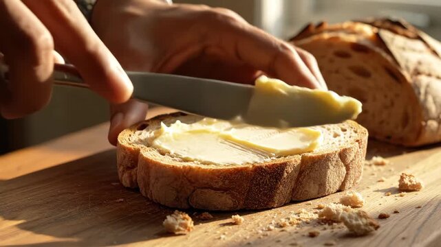 Toast Design Spreading Butter on Bread for a Delightful Breakfast