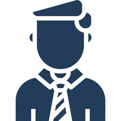 Stylized Dark Blue Silhouette Icon of a Man in a Shirt and Tie on a Transparent Background Representing Professionalism and Business