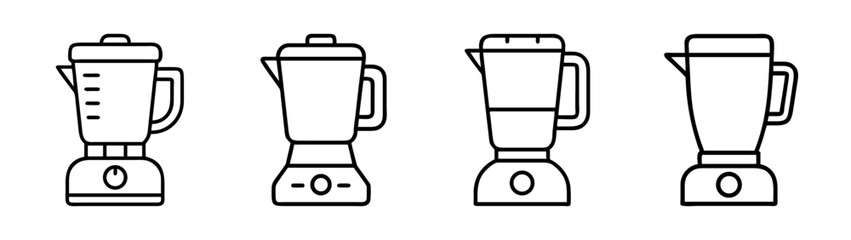 Fototapeta premium Kitchen blender outline icon set. home appliance for food preparation.