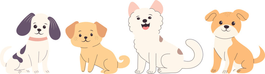 Set of sitting dogs, vector