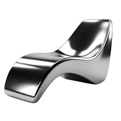 Sleek Modern Chrome Chaise Lounge Chair on White Background.