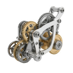 Intricate Mechanical Gear Assembly with Brass and Steel Components.
