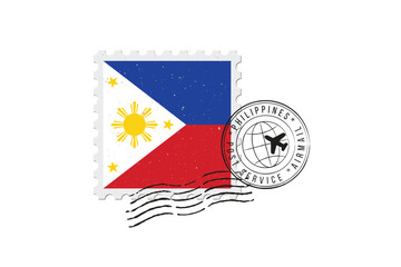 Postage stamp Philippines. Rubber postal stamp Philippines. Vintage vector illustration in grunge style.