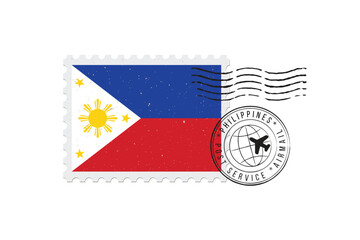 Postage stamp Philippines. Rubber postal stamp Philippines. Vintage vector illustration in grunge style.