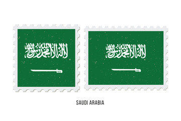 Postage stamp Saudi Arabia. Vintage vector illustration in grunge style.