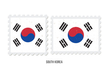 Postage stamp South Korea. Vintage vector illustration in grunge style.