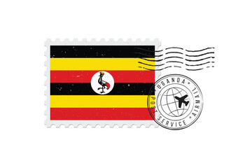 Postage stamp Uganda. Rubber postal stamp Uganda. Vintage vector illustration in grunge style.