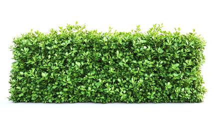 Obraz premium Vibrant hedge fence made of compact shrubs, isolated on white background, ecofriendly property design concept