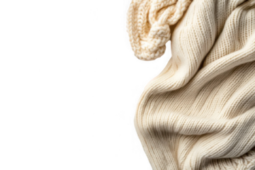 Cozy cream knit fabric folds, perfect for autumn and winter textile designs or as a backdrop for warm apparel photography.
