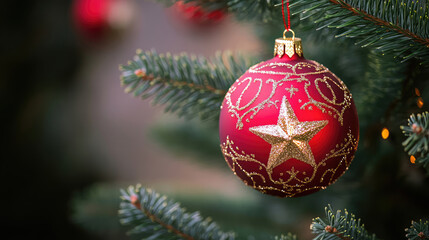 geschmuckter dichter bunt weihnachtsbaum red christmas tree decoration gift isolated hanging fir bauble christmassy ornament give season tight gold ornate eve glisten star white decorated festive