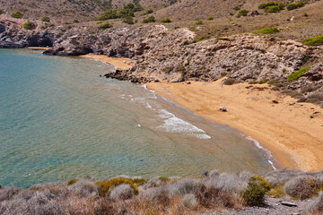 Mediterranean coastline in Murcia. Calblanque regional park, Parreno beach. Spain