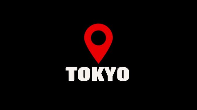 Japan capital city tokyo destination pin icon on a cinematic film border, ideal for asian travel vlogs.