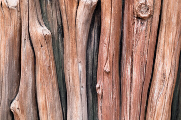 Stone sculpture made to imitate a wooden wall texture