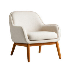 Fototapeta premium Stylish modern armchair with soft upholstery and wooden legs, perfect for contemporary living room decor.